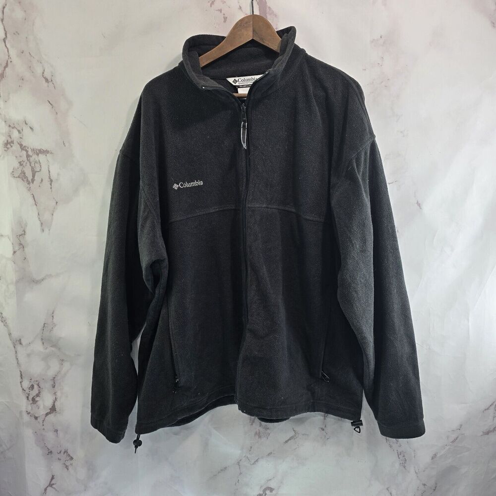 Columbia Jacket Mens XXL Black Full Zip Fleece Mid Layer Synch Steens Mountain